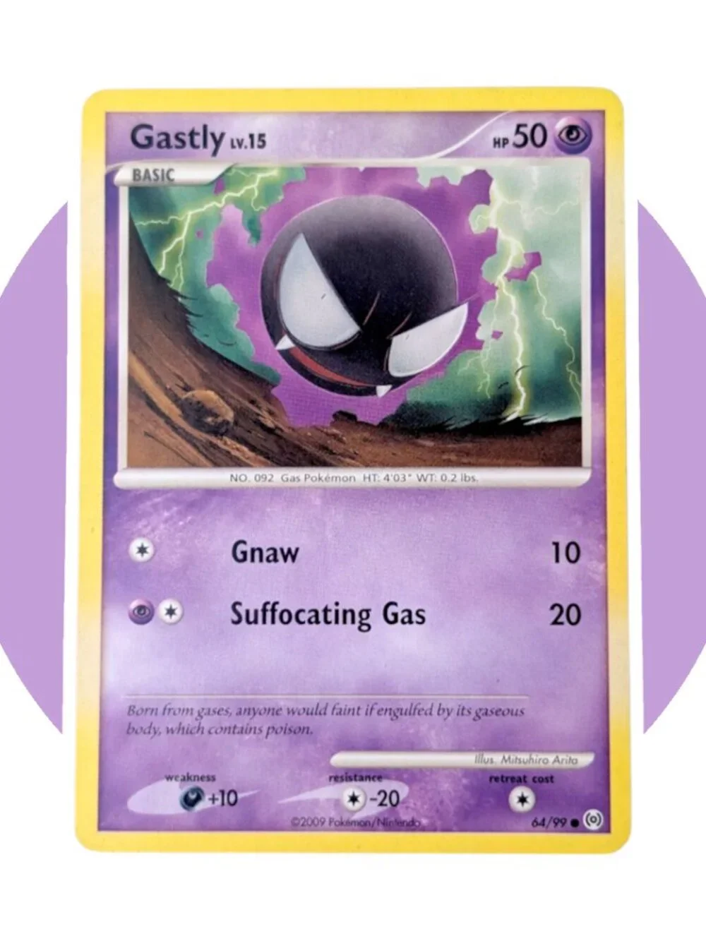 Arceus Pokemon Card (A44): Gastly 64/99, Mitsuhiro Arita